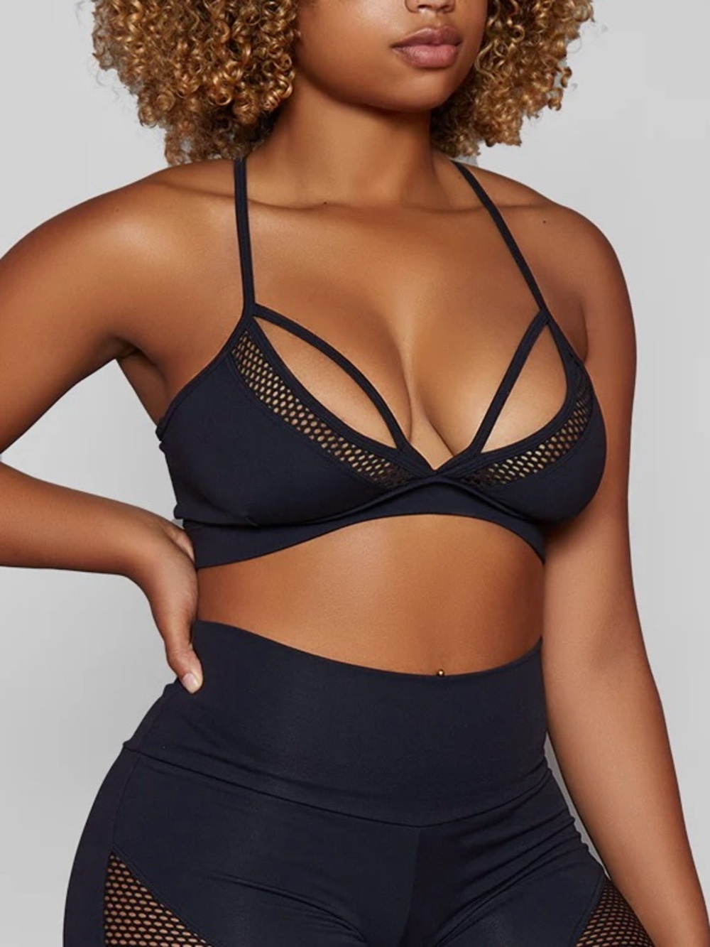 Black Mesh-Back Strappy Bralette - Women Intimates